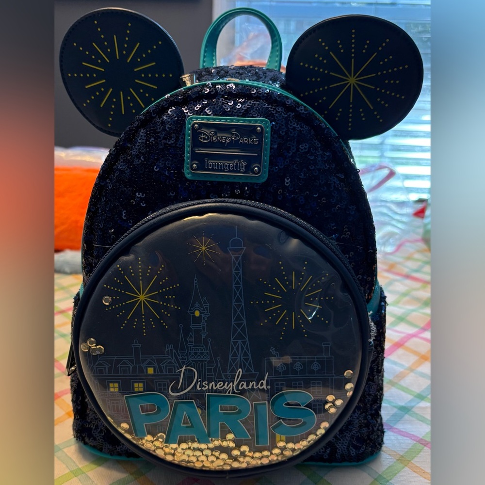 Disney Paris Sequin Backpack - Navy and Teal
